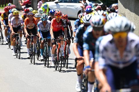 PLATEAU DE BEILLE, FRANCE - JULY 14: (L-R) Santiago Buitrago of Colombia and Team Bahrain - Victorious and Carlos Rodriguez of Spain and Team INEOS Grenadiers compete during the 111th Tour de France 2024, Stage 15 a 197.7km stage from Loudenvielle to Plateau de Beille 1782m  / #UCIWT / on July 14, 2024 in Plateau de Beille, France. (Photo by Tim de Waele/Getty Images)