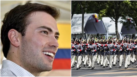 Foto 1: Estaban Santos (X) / Foto 2: Desfile militar (ESTEBAN VEGA LA ROTTA)