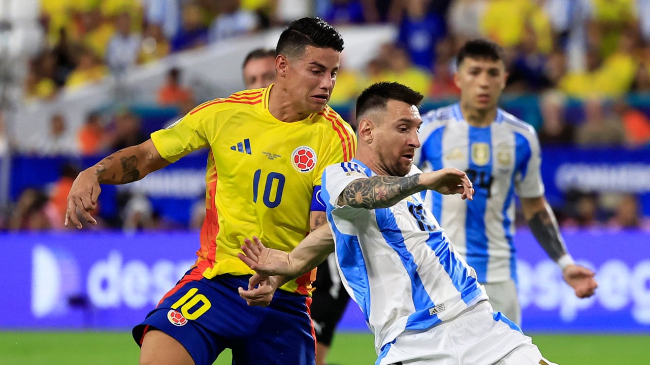 James Rodríguez y Lionel Messi en la gran final de Copa América 2024