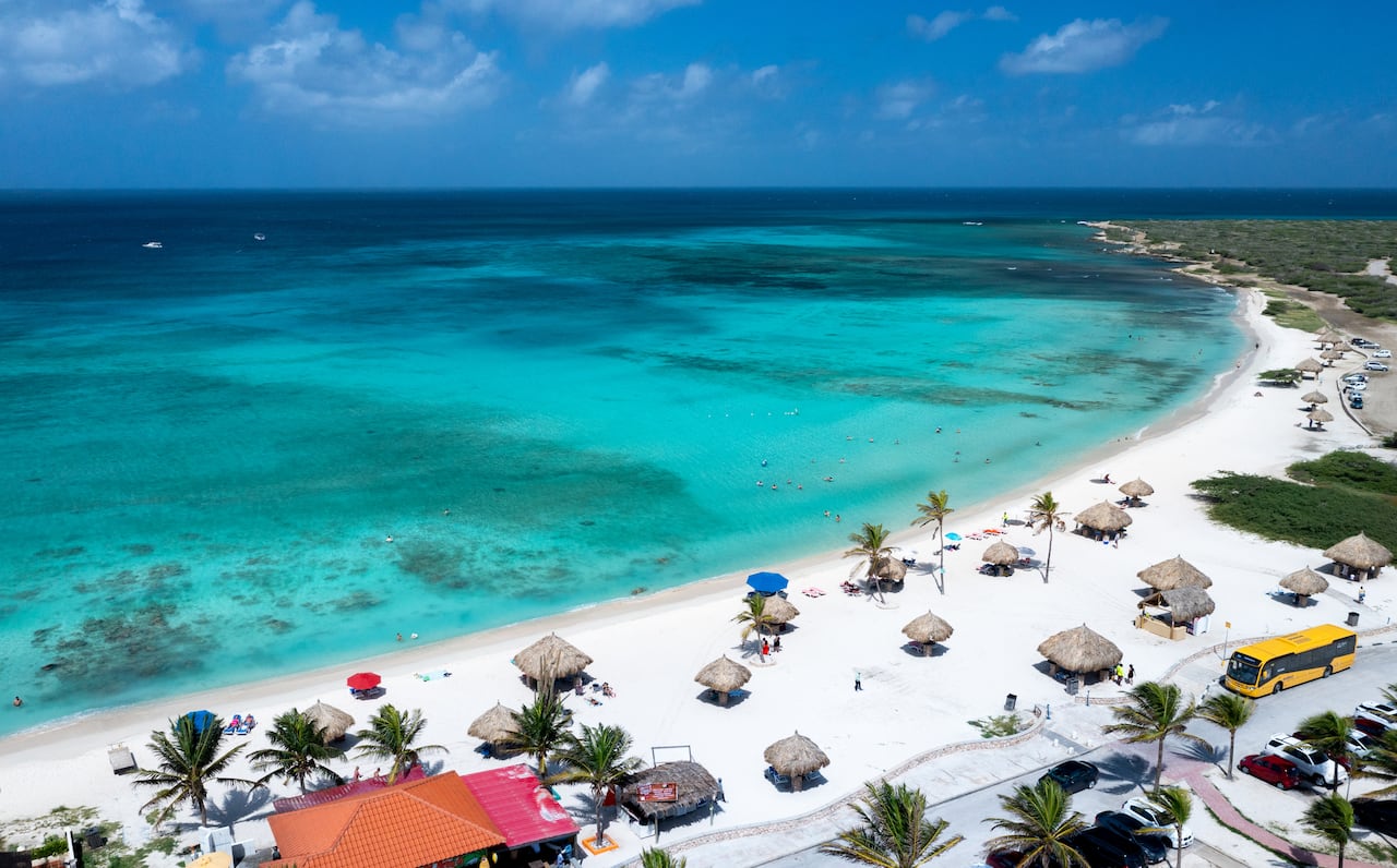 Aerial of Arashi Beach, Aruba