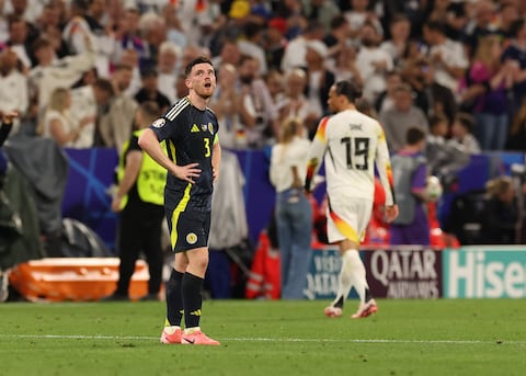 Andy Robertson, de Escocia, durante el partido de la fase de grupos de la Eurocopa 2024 entre Alemania y Escocia en el Munich Football Arena el 14 de junio de 2024 en Múnich, Alemania.