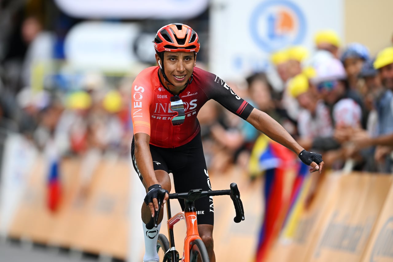 ISOLA 2000, FRANCE - JULY 19: Egan Bernal of Colombia and Team INEOS Grenadiers crosses the finish line during the 111th Tour de France 2024, Stage 19 a 144.6km stage from Embrun to Isola 2000 - (2022m) / #UCIWT / on July 19, 2024 in Isola 2000, France. (Photo by Dario Belingheri/Getty Images)